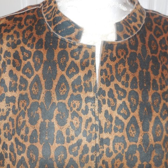 Jacket XL animal print long sleeve open front cardigan sweater black brown - Picture 3 of 14